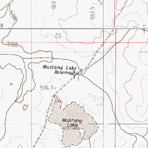 Topographic Map of Mustang Lake reservoir, OR