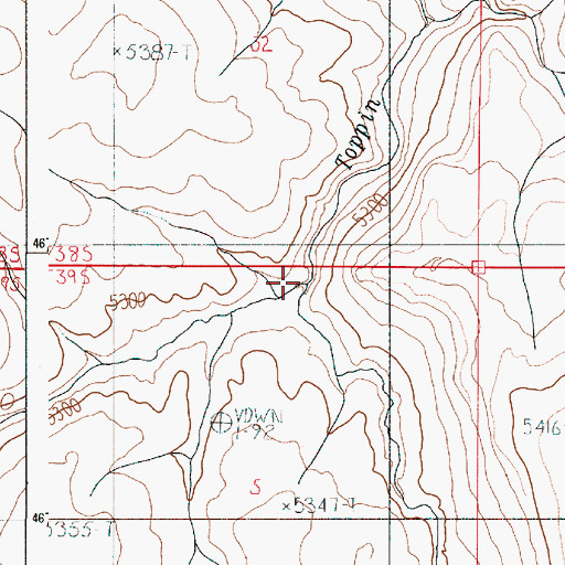 Topographic Map of South Fork Toppin Creek, OR