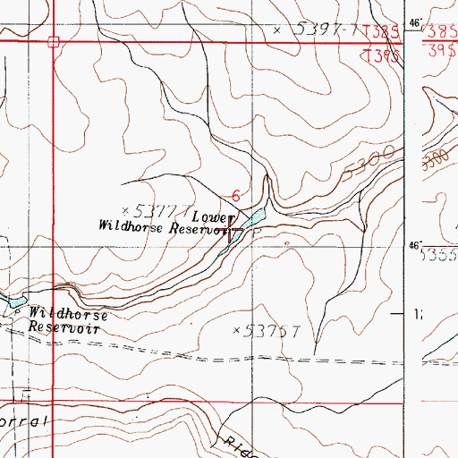 Topographic Map of Lower Wildhorse Reservoir, OR