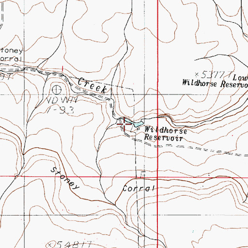 Topographic Map of Wildhorse Reservoir, OR