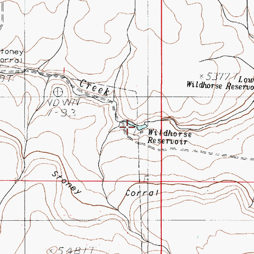 Topographic Map of Wildhorse Reservoir, OR