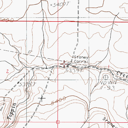 Topographic Map of Stoney Corral, OR