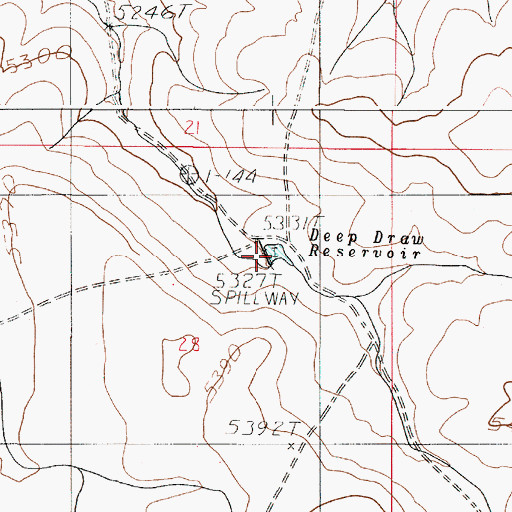 Topographic Map of Deep Draw Reservoir, OR