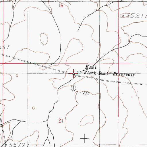 Topographic Map of East Black Butte Reservoir, OR