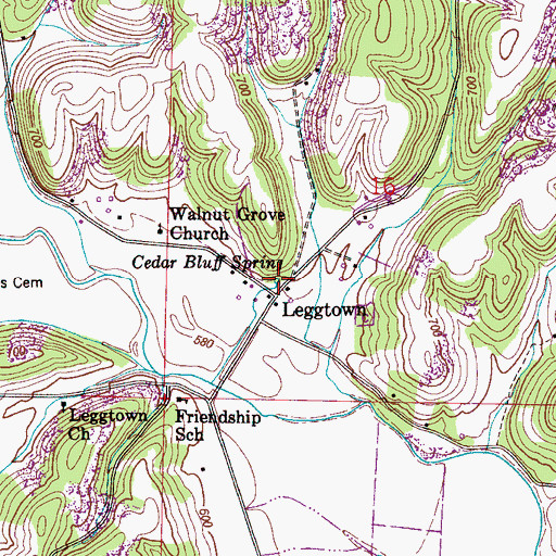 Topographic Map of Cedar Bluff Spring, AL