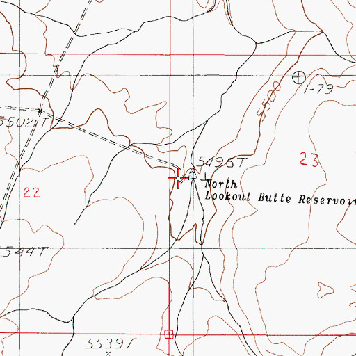 Topographic Map of North Lookout Butte Reservoir, OR