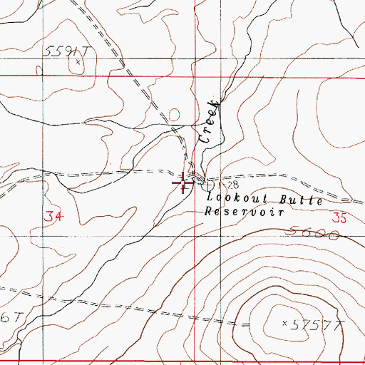 Topographic Map of Lookout Butte Reservoir, OR