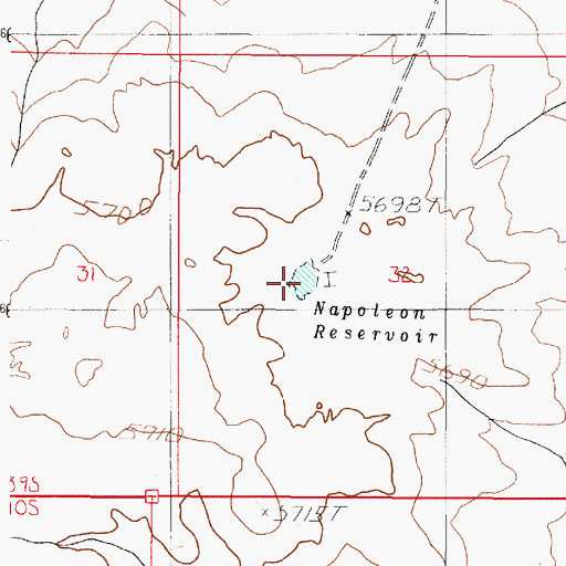 Topographic Map of Napoleon Reservoir, OR