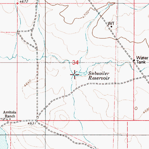 Topographic Map of Subsoiler Reservoir, OR