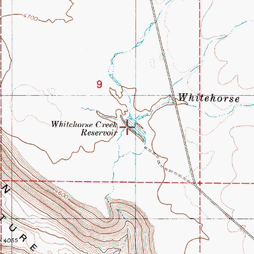 Topographic Map of Whitehorse Creek Reservoir, OR