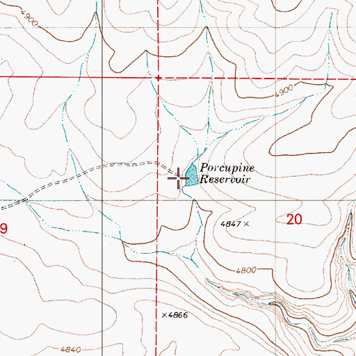 Topographic Map of Porcupine Reservoir, OR