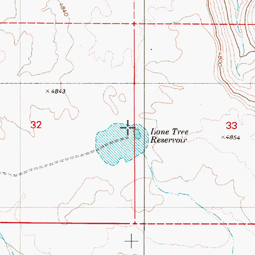 Topographic Map of Lone Tree Reservoir, OR