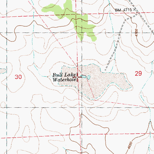 Topographic Map of Bull Lake Waterhole, OR