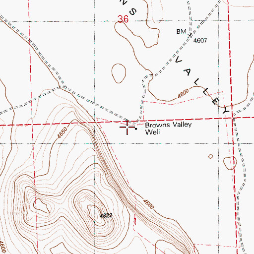 Topographic Map of Browns Valley Well, OR