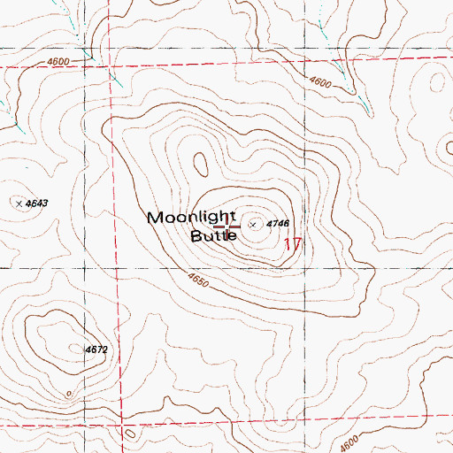 Topographic Map of Moonlight Butte, OR