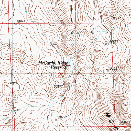 Topographic Map of McCarthy Ridge Reservoir, OR