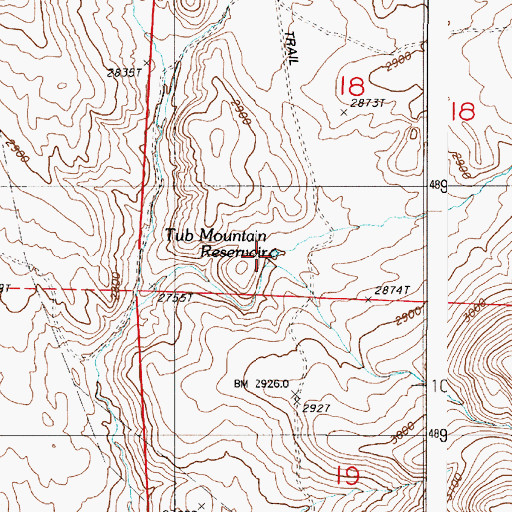 Topographic Map of Tub Mountain Reservoir, OR