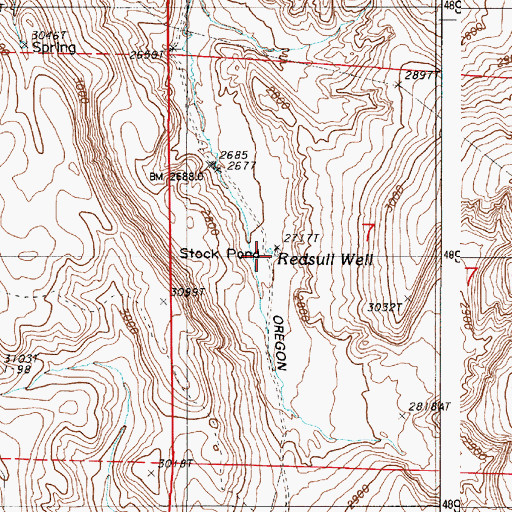 Topographic Map of Redsull Well, OR