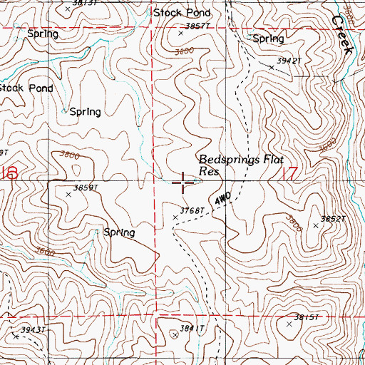 Topographic Map of Bedsprings Flat Reservoir, OR