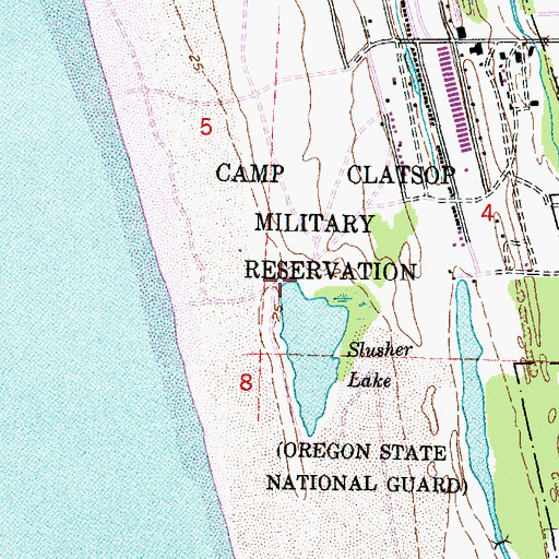 Topographic Map of Camp Rilea, OR