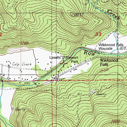 Topographic Map of Lasells D Stewart County Park, OR