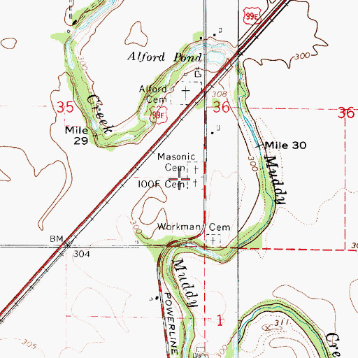 Topographic Map of Independent Order of Odd Fellows Cemetery, OR