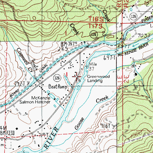 Topographic Map of Greenwood Landing County Park, OR
