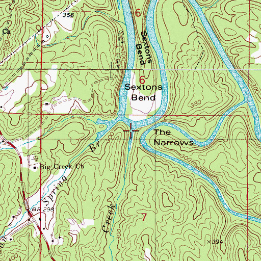 Topographic Map of Cedar Creek, AL