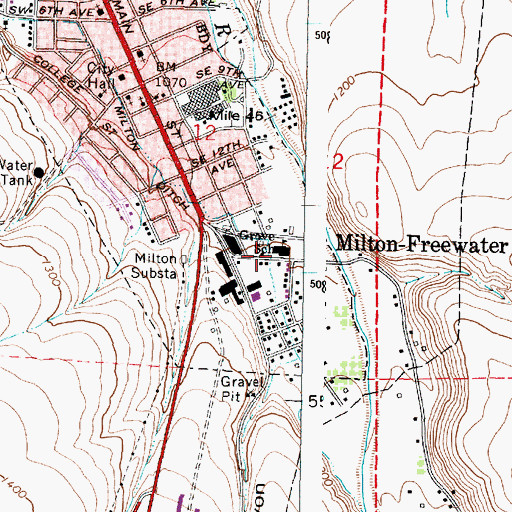 Topographic Map of Grove Elementary School, OR