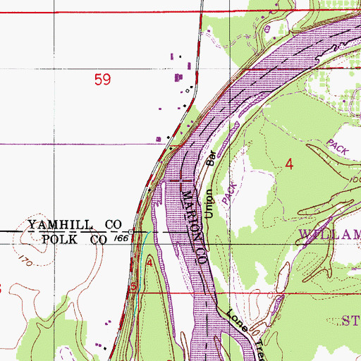 Topographic Map of Union Bar, OR