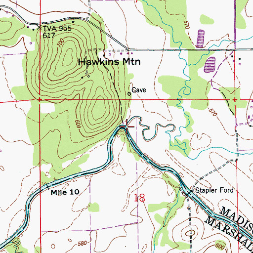 Topographic Map of Cedar Creek, AL
