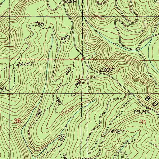 Topographic Map of Burnt Ridge, OR