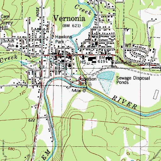 Topographic Map of Anderson Park, OR