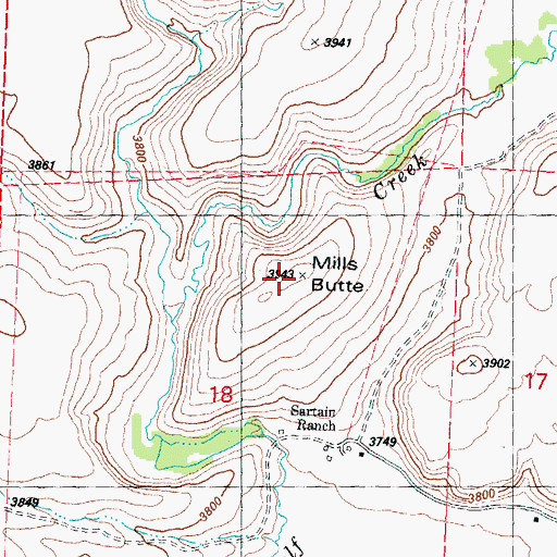 Topographic Map of Mills Butte, OR