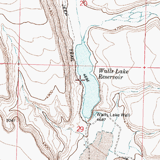 Topographic Map of Walls Lake Reservoir, OR