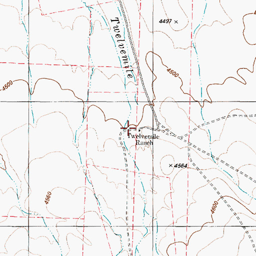 Topographic Map of Twelvemile Ranch, OR