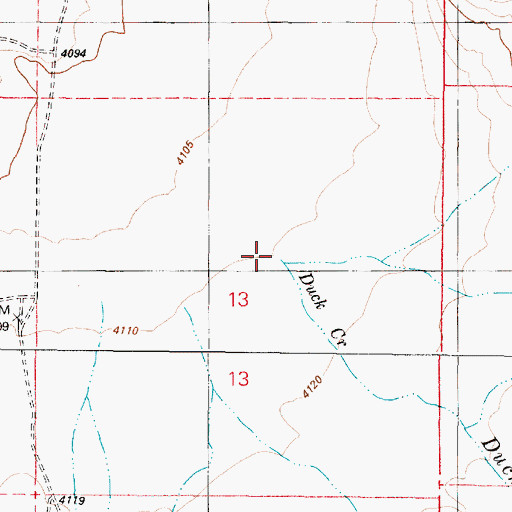 Topographic Map of Duck Creek, OR