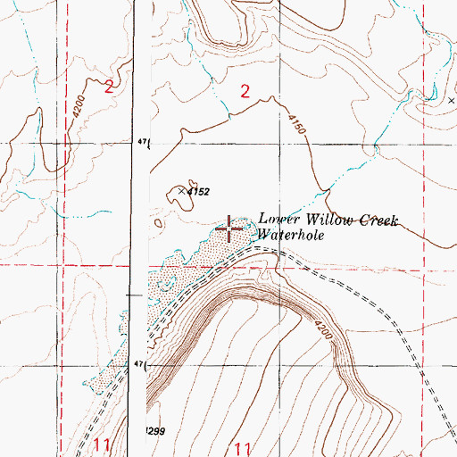 Topographic Map of Lower Willow Creek Waterhole, OR