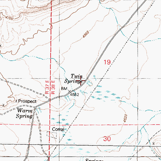 Topographic Map of Twin Springs, OR