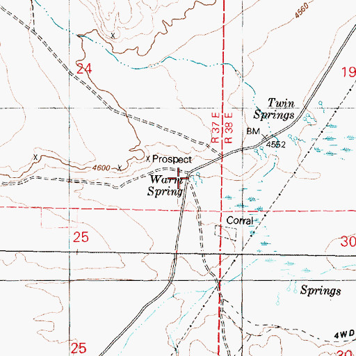 Topographic Map of Warm Spring, OR