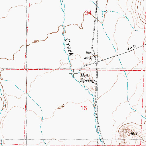 Topographic Map of Hot Spring, OR