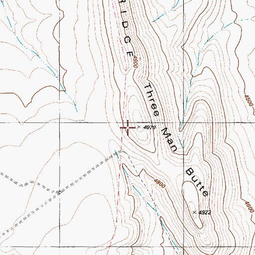 Topographic Map of Three Man Butte, OR