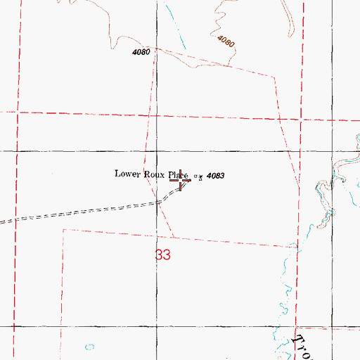 Topographic Map of Lower Roux Place, OR