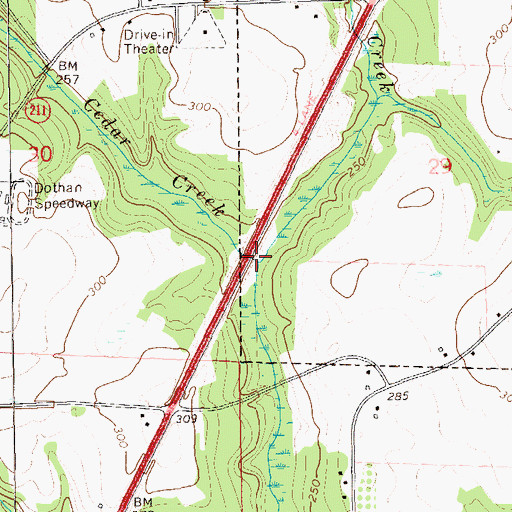 Topographic Map of Cedar Creek, AL