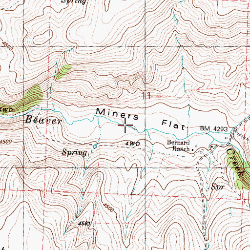 Topographic Map of Miners Flat, OR