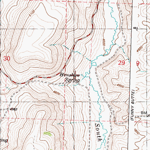 Topographic Map of Henshaw Spring, OR