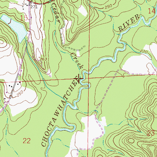 Topographic Map of Cedar Creek, AL