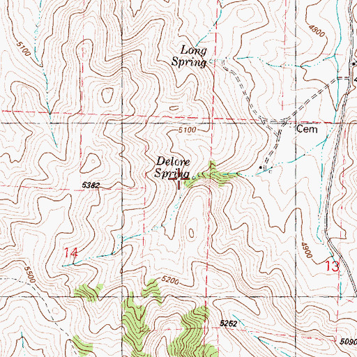 Topographic Map of Delore Spring, OR