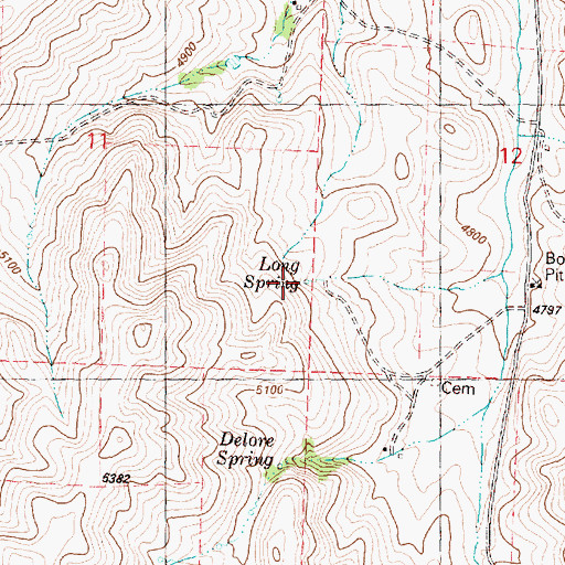 Topographic Map of Long Spring, OR
