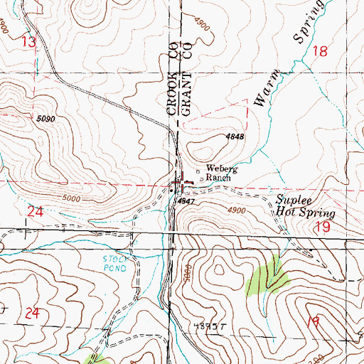 Topographic Map of Weberg Ranch, OR